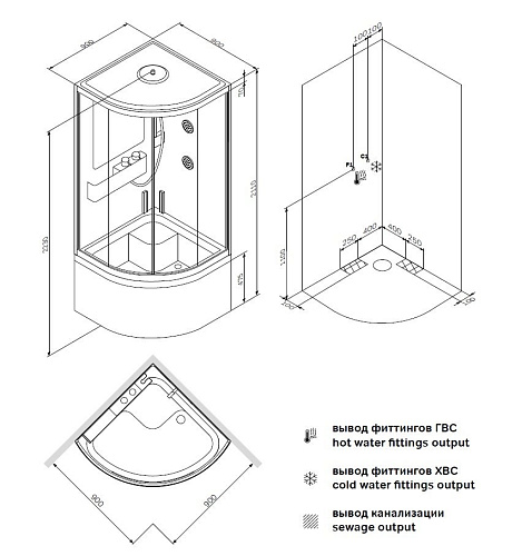 Душевая кабина AM.PM Like Deep W80C-019A-090MTA с гидромассажем 90х90 см Душевая кабина AM.PM Like Deep W80C-019A-090MTA с гидромассажем 90х90 см