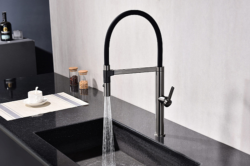 Смеситель для кухни Paulmark LEADER вороненая сталь Le214101-GM Смеситель для кухни Paulmark LEADER вороненая сталь Le214101-GM