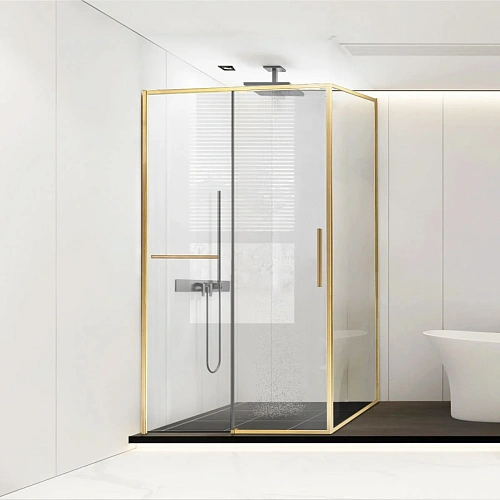 Душевой уголок Vincea Slim Soft VSR-1SS1014CLG, 1400x1000, брашированное золото, стекло прозрачное Душевой уголок Vincea Slim Soft VSR-1SS1014CLG, 1400x1000, брашированное золото, стекло прозрачное