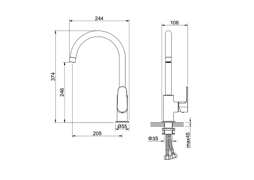 Смеситель для кухни Aquatek ОБЕРОН AQ1282MB Черный матовый Смеситель для кухни Aquatek ОБЕРОН AQ1282MB Черный матовый