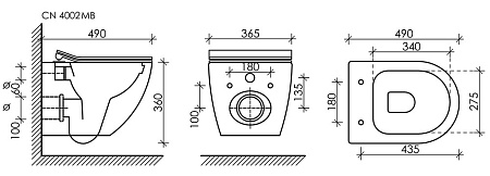 Комплект унитаза Ceramica Nova Сет 4 в 1 инсталляция с кнопкой и шумоизоляцией CN4002MB_1001B_1000