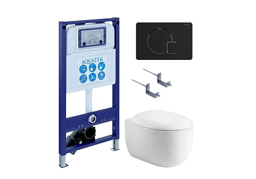 Комплект унитаза SET Aquatek АЛЬТАИР cm-069 4в1 с инсталляцией, креплением, клавишей смыва и сиденьем микролифт Комплект унитаза SET Aquatek АЛЬТАИР cm-069 4в1 с инсталляцией, креплением, клавишей смыва и сиденьем микролифт