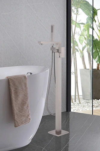 Смеситель для ванны ABBER Daheim AF8215SP напольный с душем, сатин Смеситель для ванны ABBER Daheim AF8215SP напольный с душем, сатин