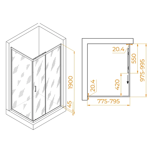 Душевой уголок RGW PA-245B 800x1000 мм 410824580-14 черный Easy Clean Душевой уголок RGW PA-245B 800x1000 мм 410824580-14 черный Easy Clean