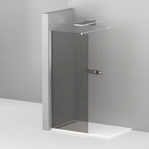 Душевая перегородка CEZARES LIBERTA-L-1-80-120-GR-Cr 80см стекло тонированное (графит), профиль хром Душевая перегородка CEZARES LIBERTA-L-1-80-120-GR-Cr 80см стекло тонированное (графит), профиль хром