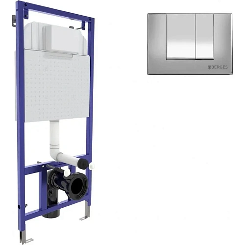 Инсталляция для унитаза BERGES NOVUM с кнопкой смыва, S3 хром глянец 040243 Инсталляция для унитаза BERGES NOVUM с кнопкой смыва, S3 хром глянец 040243