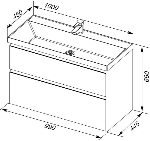 Тумба под раковину Aquanet Гласс 100 белый 00235664 Тумба под раковину Aquanet Гласс 100 белый 00235664