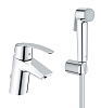 Картинка анонса товара «смеситель для раковины grohe start однорычажный с гигиеническим душем с настенным держателем, хром ( 23123001»