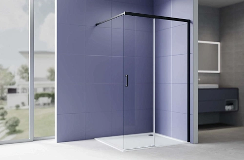 Душевая перегородка Aquatek AQ.WISL.120.1BL стекло прозрачное, Walk In 120см, раздвижная, с держателем 1200мм, профиль черный матовый Душевая перегородка Aquatek AQ.WISL.120.1BL стекло прозрачное, Walk In 120см, раздвижная, с держателем 1200мм, профиль черный матовый