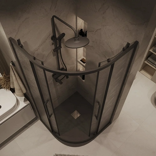 Душевой уголок GROSSMAN Cosmo 300.K33.02.9090.21.02 (90x90x195) квадрат,раздвижн,черн. матов,стекло шиншилла Душевой уголок GROSSMAN Cosmo 300.K33.02.9090.21.02 (90x90x195) квадрат,раздвижн,черн. матов,стекло шиншилла