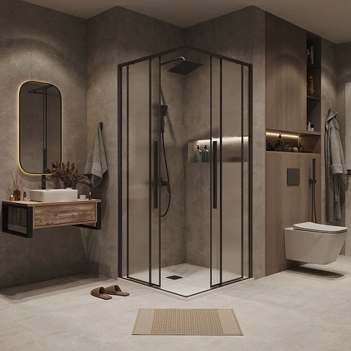 Душевая дверь GROSSMAN 1/2.К33.01.11.21.02 Galaxy (110x195) черный матовый, стекло шиншилла Душевая дверь GROSSMAN 1/2.К33.01.11.21.02 Galaxy (110x195) черный матовый, стекло шиншилла