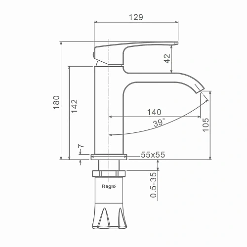 Смеситель для раковины Raglo R02.10.23 монолитный, золото Смеситель для раковины Raglo R02.10.23 монолитный, золото
