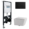 Комплект унитаза ABBER Rechteck AC1201 белый с инсталляцией AC0105 и кнопкой AC0121MB черный матовый AC1201-AC0105-AC0121MB
