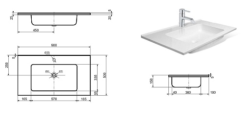 Раковина Эстет Kare silk ФР-00014663 900х500 накладная Раковина Эстет Kare silk ФР-00014663 900х500 накладная