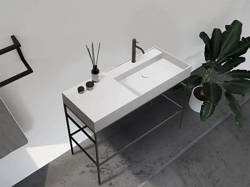 Консоль с раковиной ABBER Stein AS2647 напольная, белая матовая Консоль с раковиной ABBER Stein AS2647 напольная, белая матовая