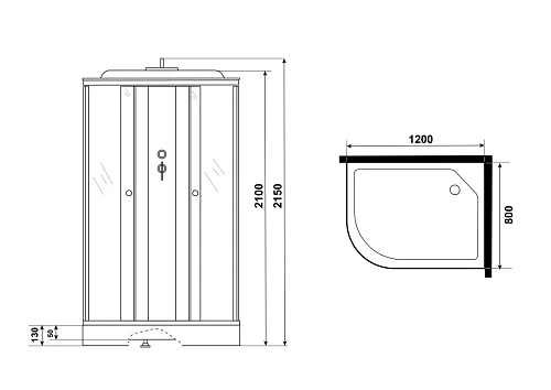 Душевая кабина Niagara Eco E120/80/13R/TN (1200х800х2150) E120/80/13R/TN Душевая кабина Niagara Eco E120/80/13R/TN (1200х800х2150) E120/80/13R/TN