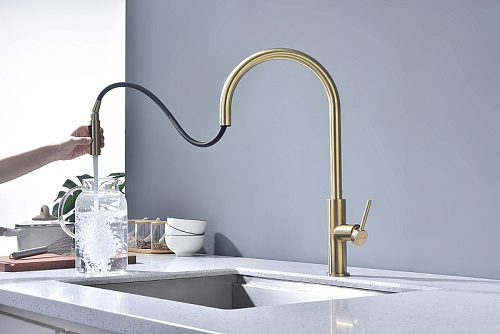 Смеситель для кухни Paulmark SENSO светлое золото Se215180-LG Смеситель для кухни Paulmark SENSO светлое золото Se215180-LG