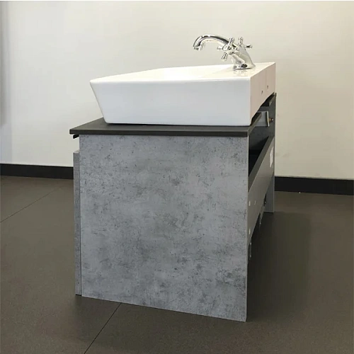 Тумба с раковиной Comforty Эдинбург 60 00-00001928 бетон светлый с черной столешницей и раковиной Comforty 9055RA-50 Тумба с раковиной Comforty Эдинбург 60 00-00001928 бетон светлый с черной столешницей и раковиной Comforty 9055RA-50