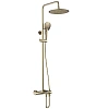 Душевая система AQUAme AQM8008GG с термостатом, Ø250, лейка 3 реж, высота 1100-1500мм, Glossy gold
