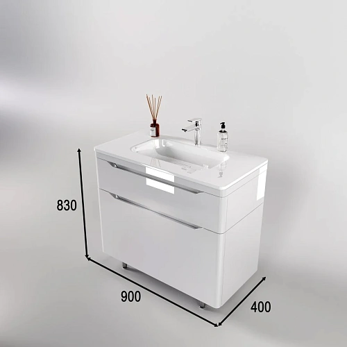 Тумба под раковину Style Line Марелла 90 Люкс антискрейтч белый глянец, PLUS напольная СС-00002417 Тумба под раковину Style Line Марелла 90 Люкс антискрейтч белый глянец, PLUS напольная СС-00002417