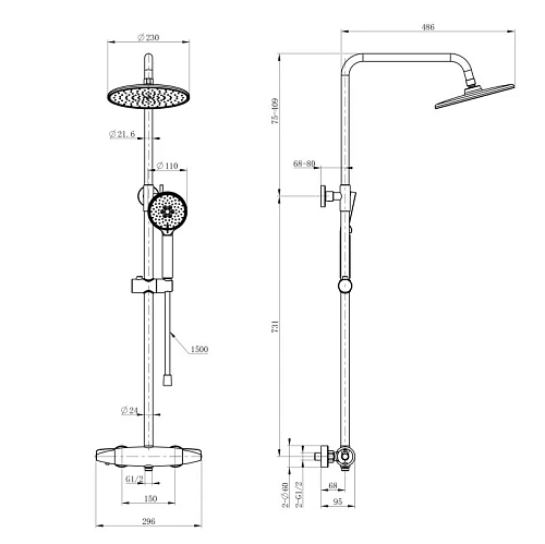Душевая система Wonzon & Woghand с термостатом, хром (WW-B3031-A-CR) Душевая система Wonzon & Woghand с термостатом, хром (WW-B3031-A-CR)