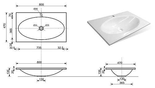 Раковина Эстет Malta luxe silk ФР-00014692 800х470 накладная Раковина Эстет Malta luxe silk ФР-00014692 800х470 накладная