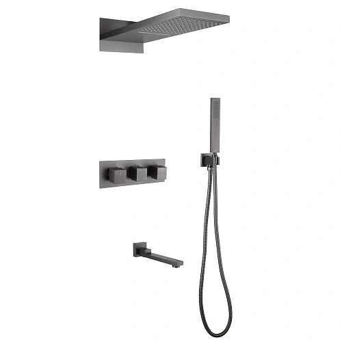 Душевая система ABBER Daheim AF8253NG скрытого монтажа с изливом, термостат, никель Душевая система ABBER Daheim AF8253NG скрытого монтажа с изливом, термостат, никель