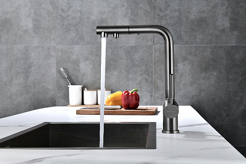 Смеситель для кухни Paulmark SERPENTINE вороненая сталь Se213222-GM Смеситель для кухни Paulmark SERPENTINE вороненая сталь Se213222-GM