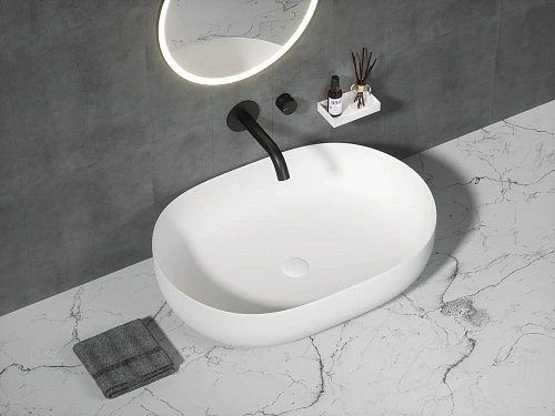 Раковина Boheme Corian 879-50 овальная матовая, Slim 500x350x135 Раковина Boheme Corian 879-50 овальная матовая, Slim 500x350x135