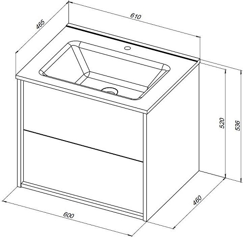 Тумба под раковину Aquanet Lino 60 (Flat) дуб веллингтон 00287541 Тумба под раковину Aquanet Lino 60 (Flat) дуб веллингтон 00287541