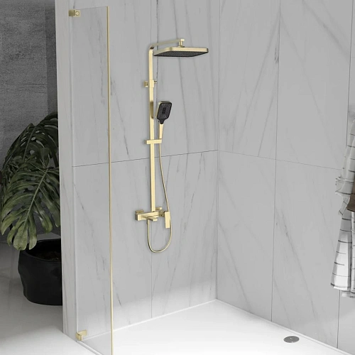 Душевая система Vincea Cube VSFS-4C12BG с изливом, брашированное золото Душевая система Vincea Cube VSFS-4C12BG с изливом, брашированное золото