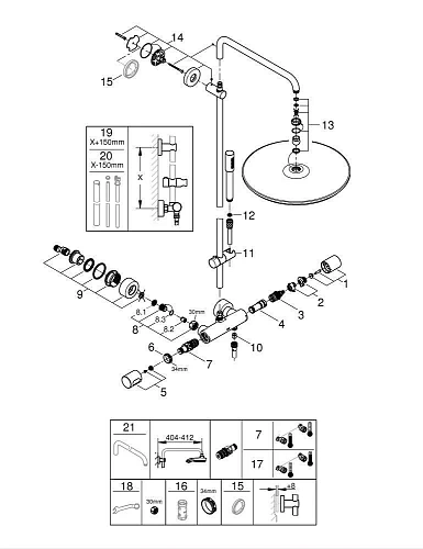 Душевая система GROHE Rainshower 400 с термостатическим смесителем, хром (27174001) Душевая система GROHE Rainshower 400 с термостатическим смесителем, хром (27174001)