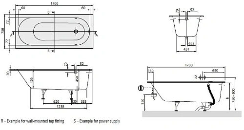 Ванна квариловая Villeroy&Boch Oberon 170x75 UBQ170OBE2V-01 Ванна квариловая Villeroy&Boch Oberon 170x75 UBQ170OBE2V-01