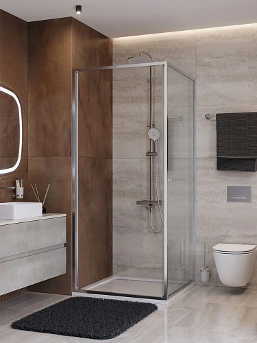 Душевой уголок CEZARES LUX-A-FS-1-80-C-CR 80x80 см, профиль хром, стекло прозрачное Душевой уголок CEZARES LUX-A-FS-1-80-C-CR 80x80 см, профиль хром, стекло прозрачное