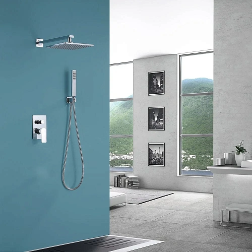 Душевая система ABBER Weiss Insel AF8018W скрытого монтажа без излива, белый-хром Душевая система ABBER Weiss Insel AF8018W скрытого монтажа без излива, белый-хром