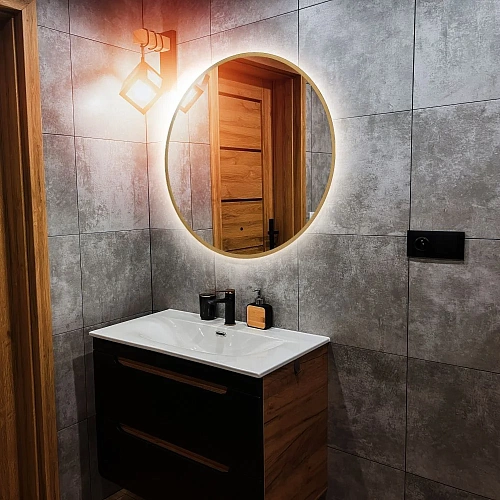 Зеркало ABBER Mond AG6204SCG-0.77 с подсветкой, бесконтактный выключатель, диммер, золото Зеркало ABBER Mond AG6204SCG-0.77 с подсветкой, бесконтактный выключатель, диммер, золото