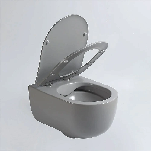 Унитаз подвесной Vincea Evo VT1-34SMG безободковый, цвет серый матовый, ультратонкое soft-close сиде Унитаз подвесной Vincea Evo VT1-34SMG безободковый, цвет серый матовый, ультратонкое soft-close сиде