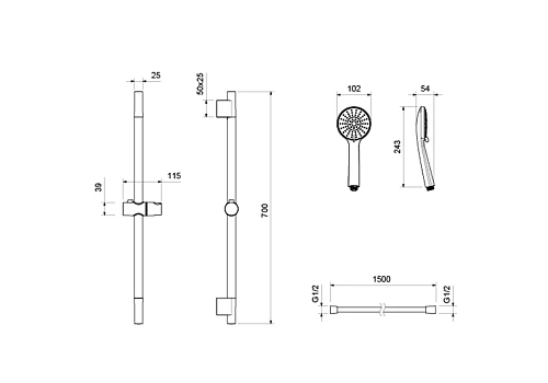 Душевой гарнитур Aquatek БЕТТА AQ2017CR Хром Душевой гарнитур Aquatek БЕТТА AQ2017CR Хром
