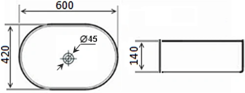 Раковина Timo KULO TK-405 (60x42x14) накладная Раковина Timo KULO TK-405 (60x42x14) накладная