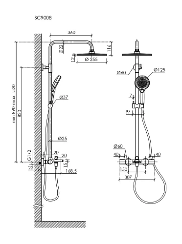 Душевая система SANCOS Etna SC9008BN с термостатом и изливом брашированный никель Душевая система SANCOS Etna SC9008BN с термостатом и изливом брашированный никель