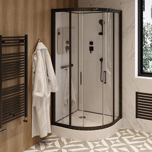 Душевая кабина Ceruttispa VIVA101B 100x100x215 профиль черный, стекло прозрачное Душевая кабина Ceruttispa VIVA101B 100x100x215 профиль черный, стекло прозрачное