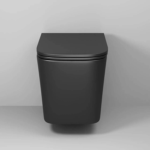 Унитаз подвесной GROSSMAN GR-4441BMSQ 53x36x36,5 черный матовый, безободковый, торнадо с тонкой крышкой Унитаз подвесной GROSSMAN GR-4441BMSQ 53x36x36,5 черный матовый, безободковый, торнадо с тонкой крышкой