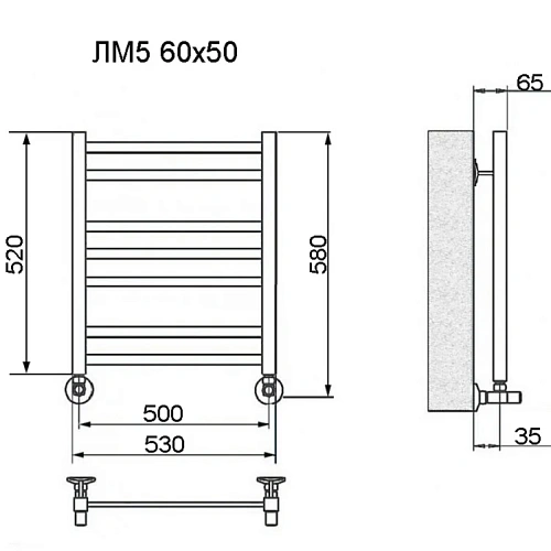 Полотенцесушитель водяной Ника MODERN ЛМ-5 60/50 RAL9005 черный матовый с вентилями (комплект люкс) Полотенцесушитель водяной Ника MODERN ЛМ-5 60/50 RAL9005 черный матовый с вентилями (комплект люкс)