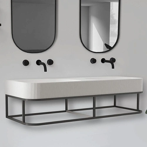 Консоль с раковиной ABBER Stein AS2646 подвесная, белая матовая Консоль с раковиной ABBER Stein AS2646 подвесная, белая матовая