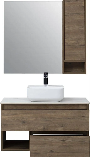 Комплект мебели STWORKI Карлстад 90 дуб рустикальный, простоун беж, в стиле лофт, подвесная, российс 425512 Комплект мебели STWORKI Карлстад 90 дуб рустикальный, простоун беж, в стиле лофт, подвесная, российс 425512