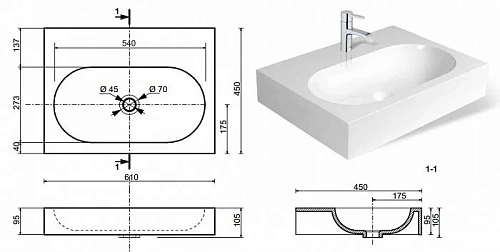 Раковина Эстет Ника ФР-00000795 610х450 накладная Раковина Эстет Ника ФР-00000795 610х450 накладная