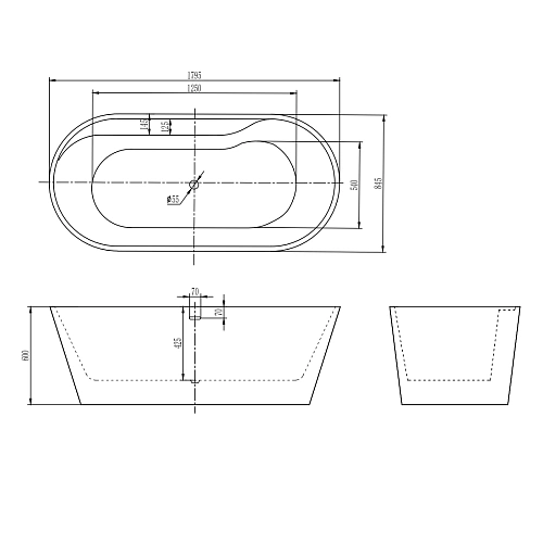 Ванна отдельностоящая AQUAme AQM3505GW-L белый Ванна отдельностоящая AQUAme AQM3505GW-L белый
