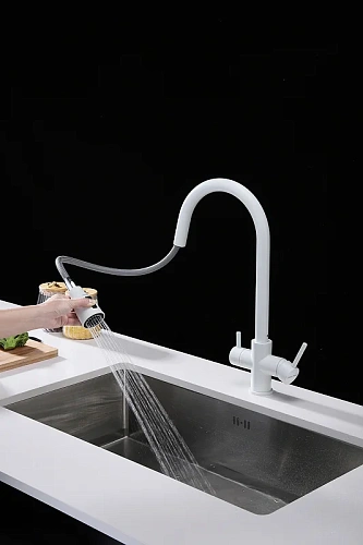 Смеситель для кухни Paulmark LANGE белый матовый La214212-WH Смеситель для кухни Paulmark LANGE белый матовый La214212-WH