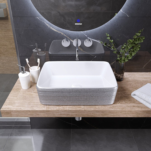 Раковина GROSSMAN Color GR-3016SW (480x370x130) серебро белая внутри Раковина GROSSMAN Color GR-3016SW (480x370x130) серебро белая внутри