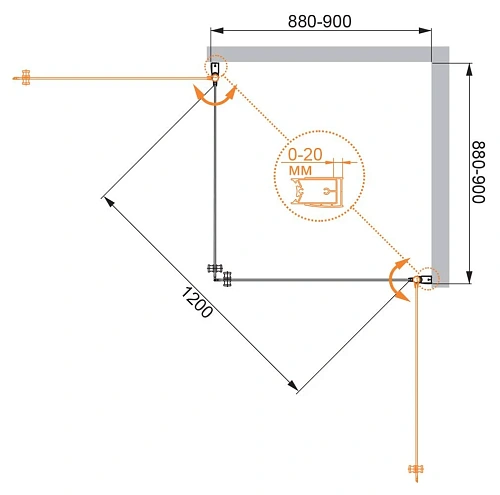 Душевой уголок CEZARES ELENA-W-A-2-90-C-Cr 90x90см стекло прозрачное, профиль хром Душевой уголок CEZARES ELENA-W-A-2-90-C-Cr 90x90см стекло прозрачное, профиль хром